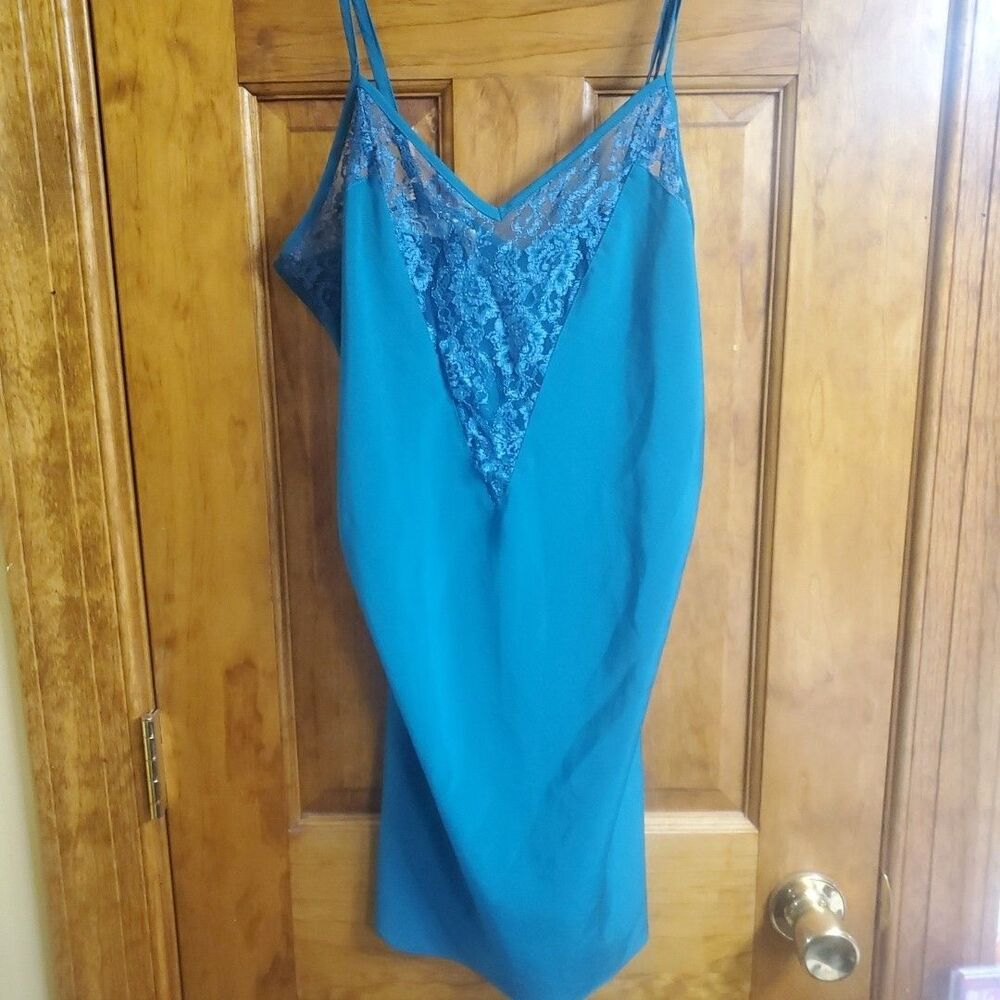 Vtg Victoria’s Secret‎ Gold Label Satin Cami Womens Sz M Teal Lingerie - Picture 2 of 6